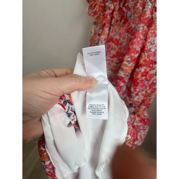 Lulus Posh Petals Red Floral Lurex Cold Shoulder Maxi Dress Size Large‎ Boho - Image 6