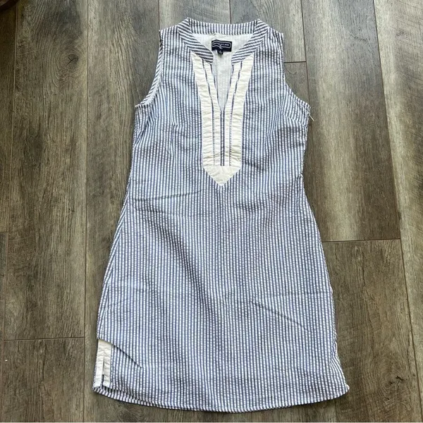 DUFFIELD LANE Grand Dress in Blue Seersucker Size Small - Image 7