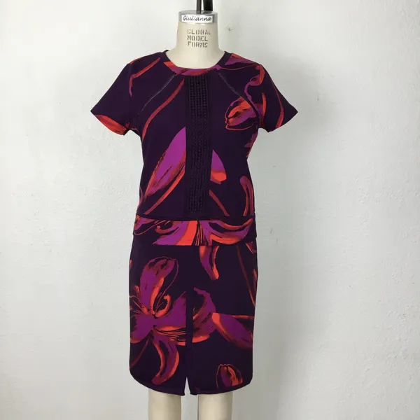Worthington Women’s Top Skirt 2 Pc Size M Purple /Red Vintage Stretch Comfy - Image 7