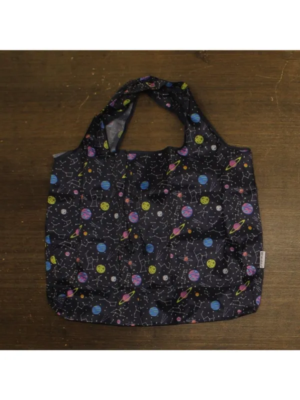 NEW Wrapables Nylon Reusable Grocery Tote Bag Outer Space Blue Multi Large - Image 2