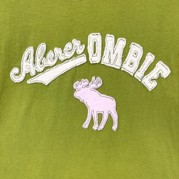 Vintage Abercrombie Baby Tee Women Small Green Stretch Indie 3D Moose Y2K‎ - Image 5