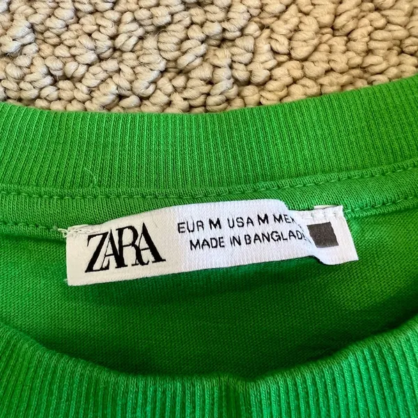 Zara Tee, Cuff Sleeves, Size Medium, Green, Brat, Christmas, Basic, Comfy - Image 4