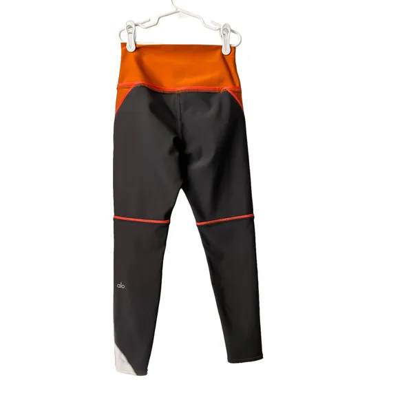 ALO YOGA Colorblock Leggings Orange/Grey Size-Small - Image 2