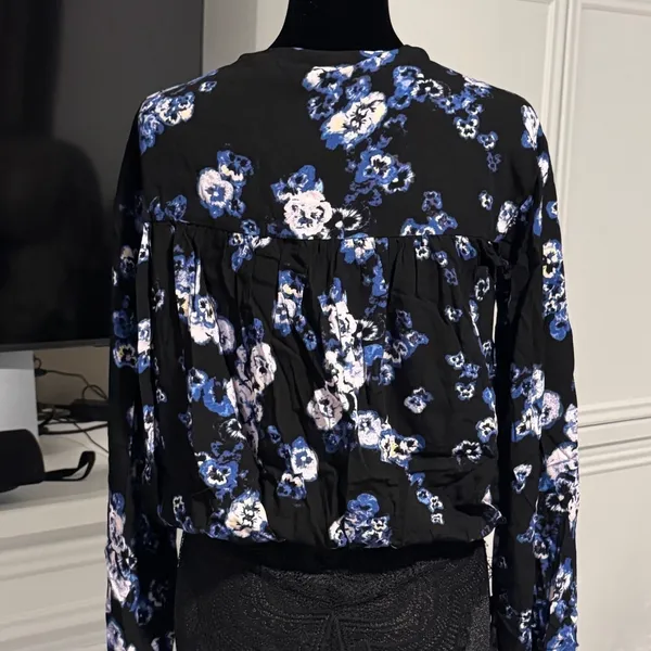 NWT Free People Intimately Floral Bodysuit Black‎ Blue Tie Front Lace S OB700661 - Image 5