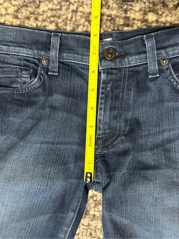 7 For All Mankind 28 Dark Blue Swarovski Crystal Studded Pockets Bootcut Jeans - Image 8