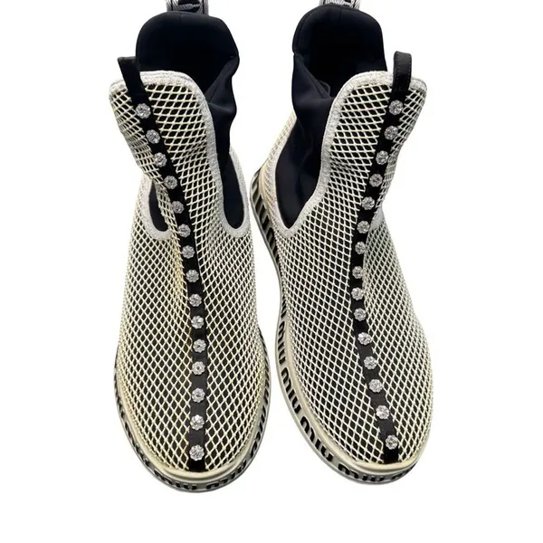 Miu Miu Crystal Mesh Slip-On Sneakers Women’s EU 39 Black White Italy - Image 4