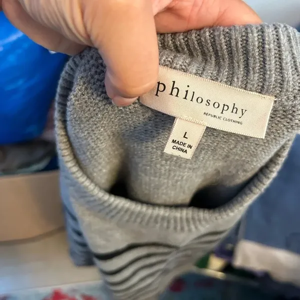 Philosophy Gray & Black Striped Sweater - Image 3