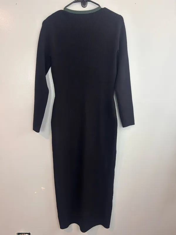 Marine Layer Lexi Black/Green Button Down Ribbed Sweater Midi Dress Size Medium - Image 5