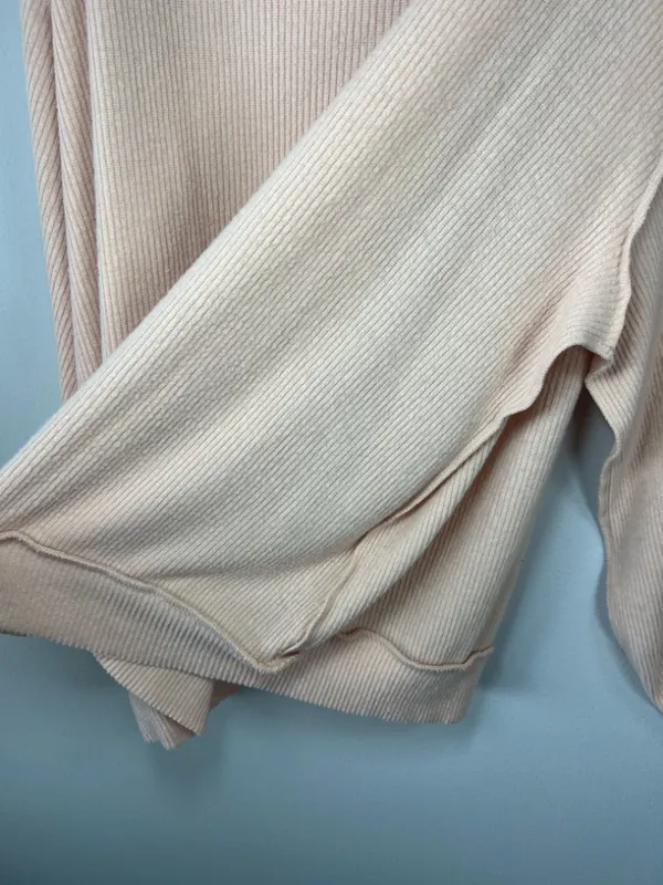 Free People We The Free Main Squeeze Hacci Balloon Sleeve Shirt Peach Slouchy Lg - Image 12
