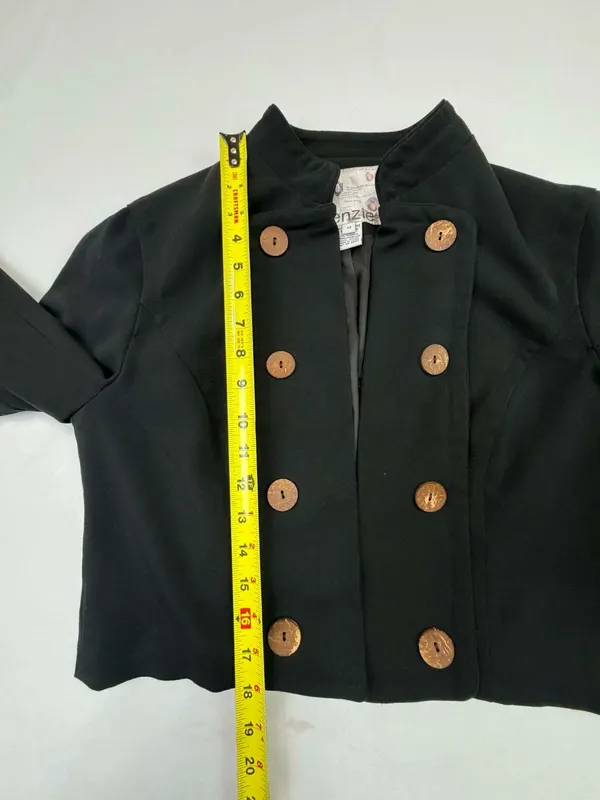Kenzie Women's Black Cropped Double Breasted Military Style Jacket Size 12 - Image 9