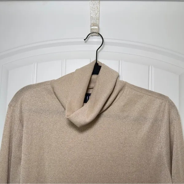 Gap XL Ribbed Metallic Beige‎ Shimmer Turtleneck Quiet Luxury 90s Minimalist - Image 3