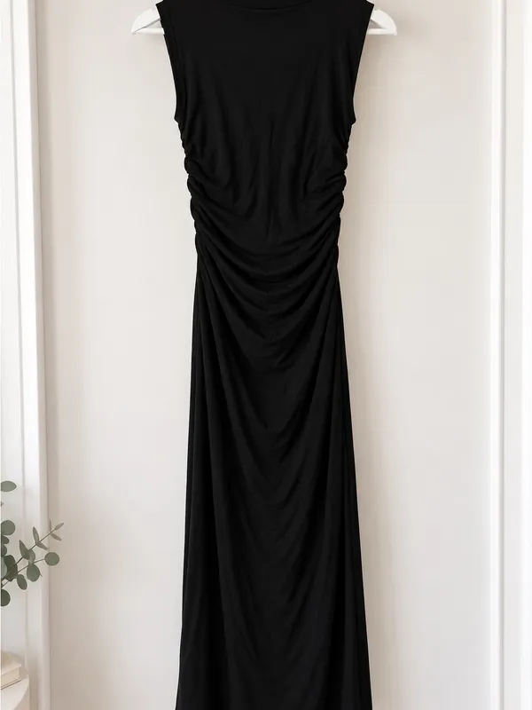 Rachel Zoe Black Ruched Sleeveless Maxi Dress Size M NWOT - Image 2