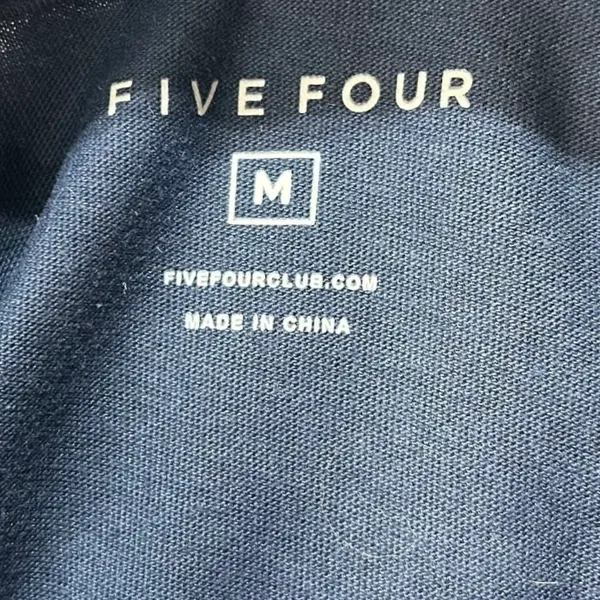 Five Four Darnell Shirt Short Sleeve Polo Medium Navy Blue Red Stripe Cotton Golf - Image 4