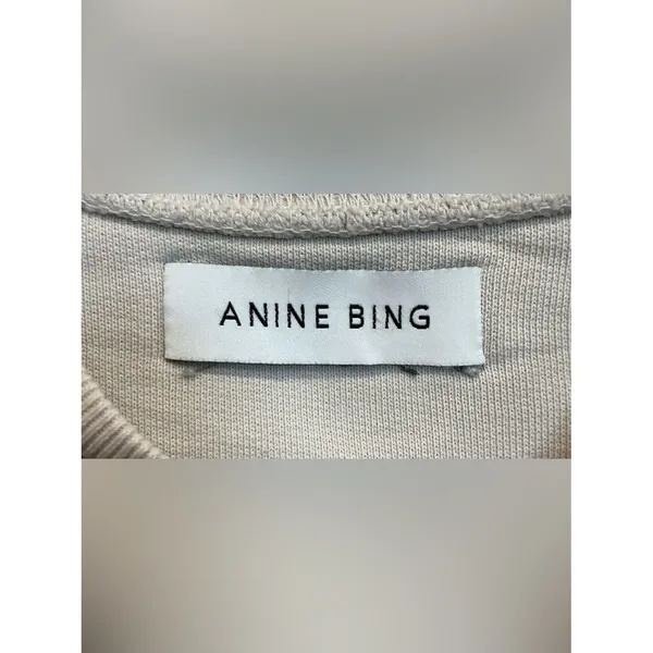 ANINE BING Muse Tiger Crewneck Oversized Sweatshirt - Stone Tan Size XS - Image 4