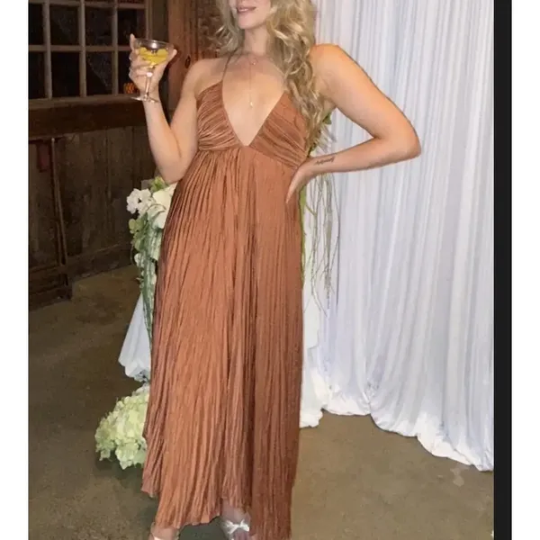 A.L.C. Frank Copper Slip Dress Size 8 Pleated Party Special Occasion Designer $750 - Image 9