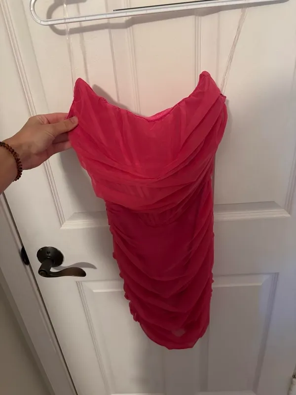 Revolve Superdown Sonya Bustier Mesh Strapless Dress in Pink - Image 2