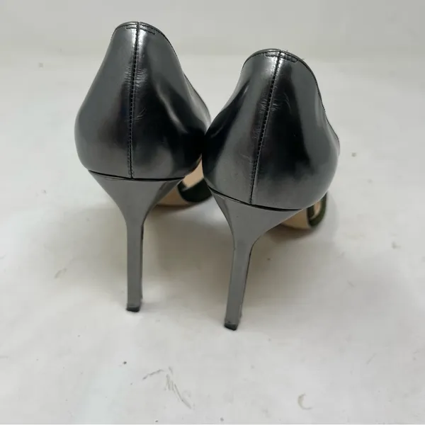 Manolo Blahnik D’orsey green suede and silver leather 2 tone heels 100mm sz 37.5 - Image 9