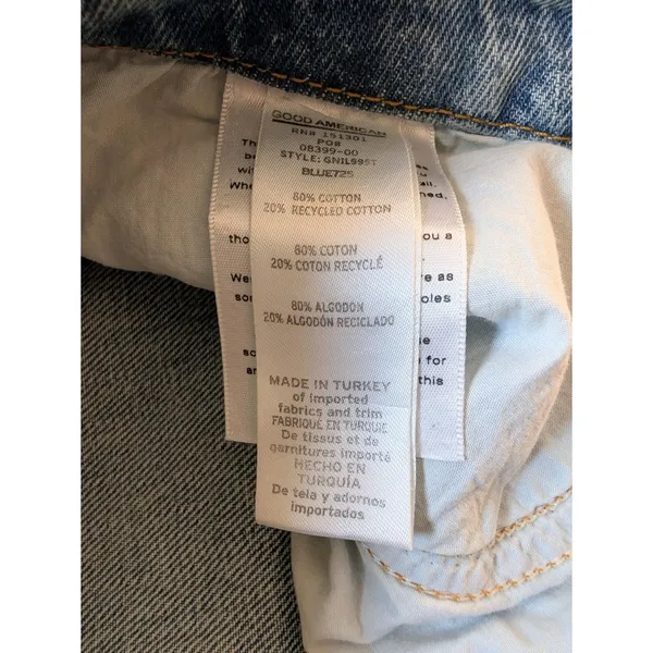 Good American Good‎ 90s Jeans Light Blue Wash Loose Wide Leg GNIL999T Size 00/24 - Image 6