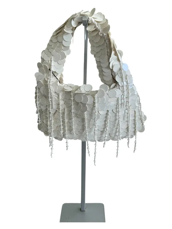 Pretty Little Thing Sequin Shaggy Mini Bag White OS NWT IN PACKAGE - Image 4