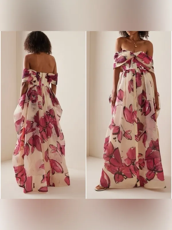 NWT Aje Cordelia Corsetted Maxi Dress In Falling Florals Pink Size 12 - Image 2