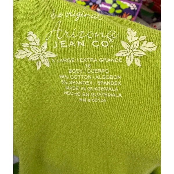 Arizona Jean Co Lime Green Halter Top Y2K Tropical Hibiscus Crop XL Open Back - Image 3