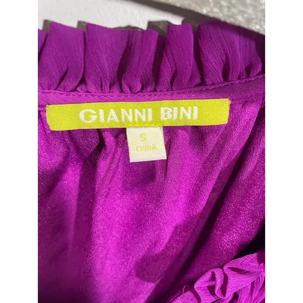 Gianni Bini Mini Dress Womens S‎ Purple Ruffle Tiered Smocked Waist Party Boho - Image 3