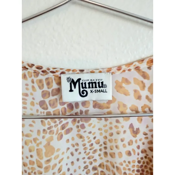 Show Me Your Mumu Romper Women XS‎ Tan Ta-Haa Animal Print Chiffon V-Neck Summer - Image 4