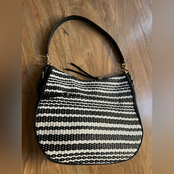 kate spade Black and White Woven Shoulder Bag - Image 4