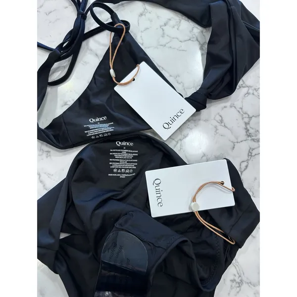 NWT Quince Black Knot Tie Bikini Top & High Rise Bottom Set Size Medium - Image 3