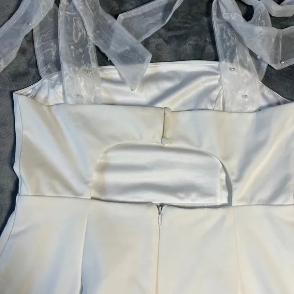 NEW Lulus Beaming Perfection White Pearl Organza Tie-Strap Mini Dress Size XL - Image 8