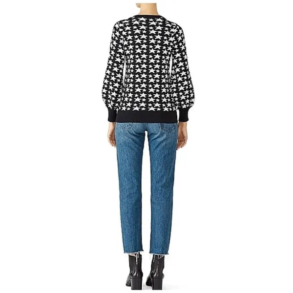 Parker Black and Silver Star Crewneck Long Sleeve Sweater Size Medium - Image 3