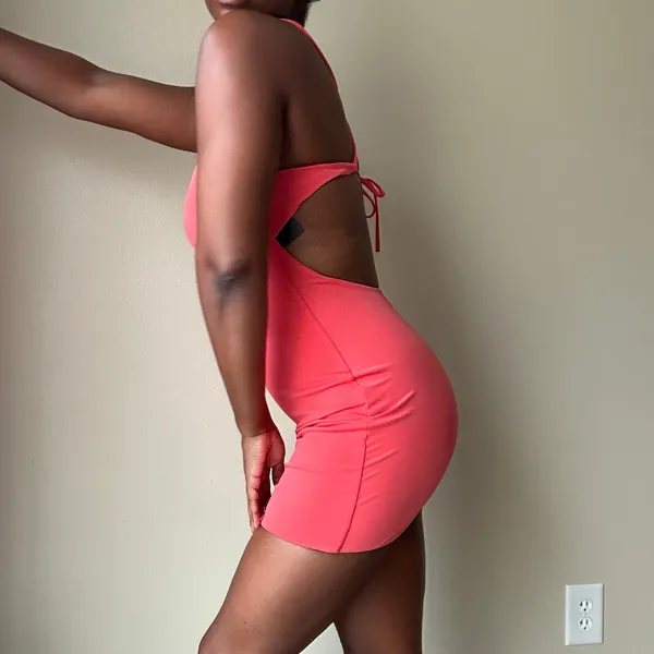H:ours Coral Mini Dress Size Small - Image 2