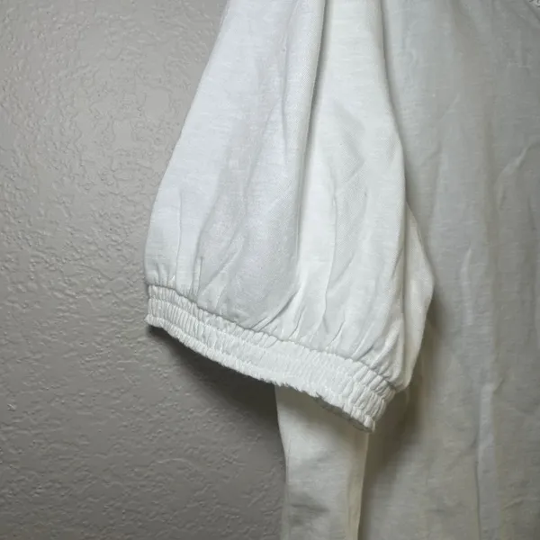 NWT J. Crew Smocked henley knit top white women's xl cottage coquette minimal - Image 2