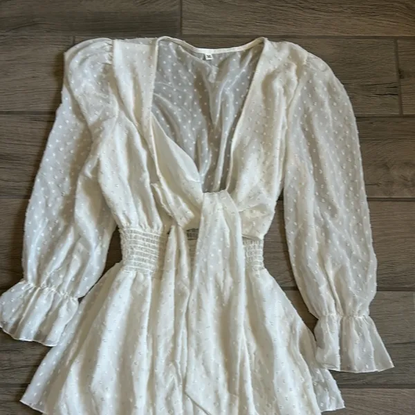 White layered tie front dress Size M - Image 2