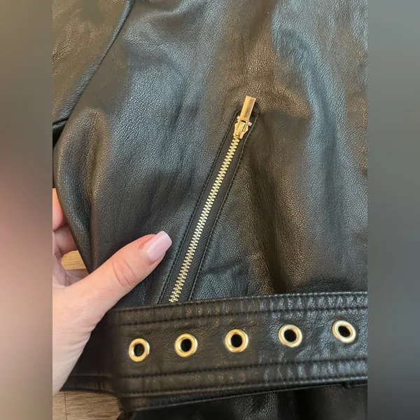 Nwt Zara Black Faux Leather Belted Jacket / Shirt S - Image 11
