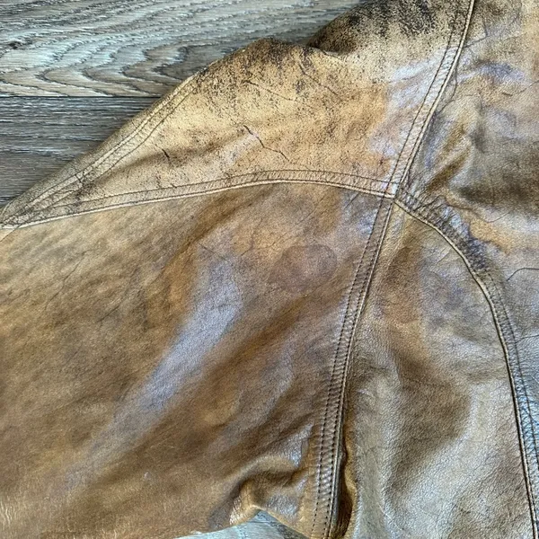 Vintage Brown Genuine Leather Overcoat Trench Coat Limited Express Coat Size M - Image 13
