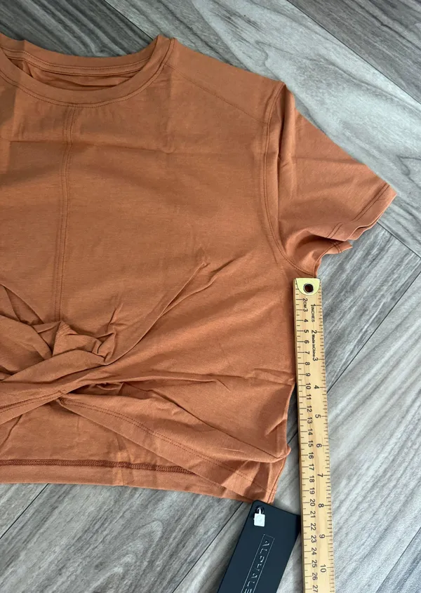 Alphalete Woman’s Premium Wrop SS Crop - Camel , Size XL - Image 3