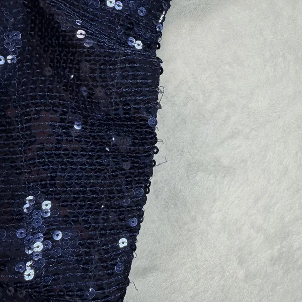 Free People Sequin Top‎ Party Blouse Sparkly Navy Blue Short Sleeve XS READ - Image 6