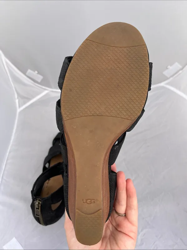 UGG Yasmin Snake Embossed Leather Wedge Sandals - Size 8.5 - Image 15