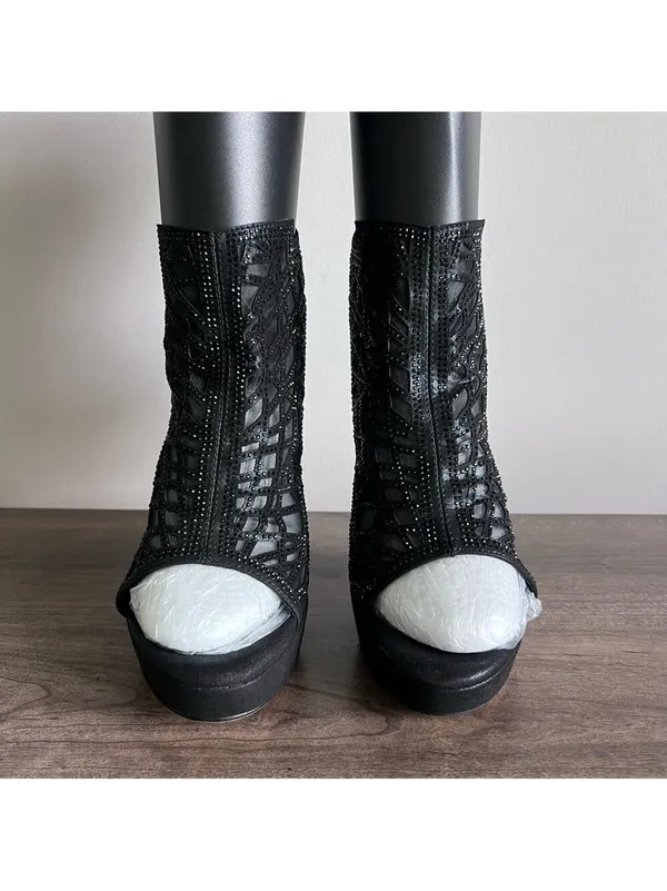 Hdeulolm Women's Crystal Stiletto Platform Sandal Shoe Boot Size 11 #B1491 - Image 6