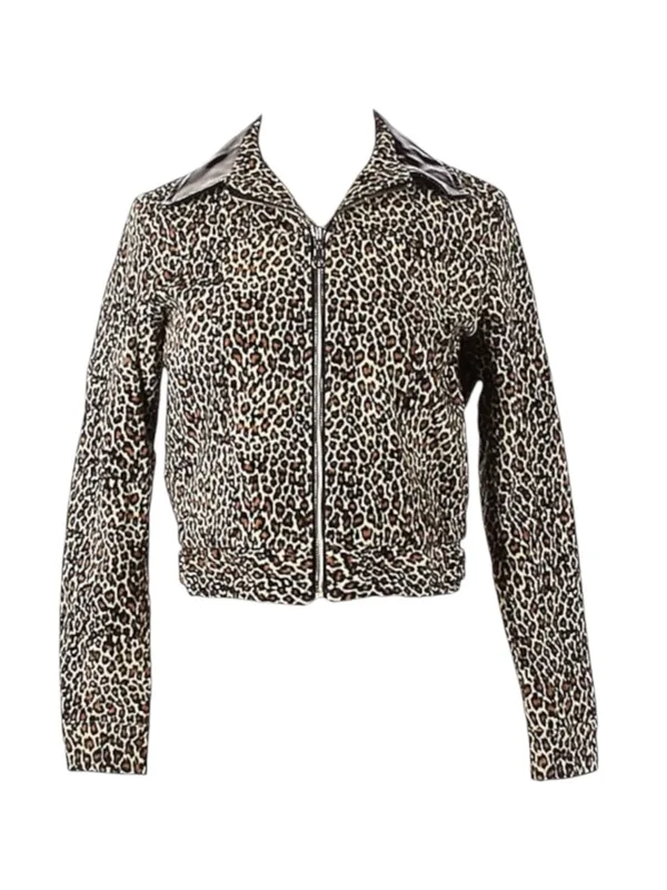 new Valfre ☻︎ January Crop Jacket ☻︎ Leopard Print ☻︎ Black Vinyl Collar ☻︎ XS - Image 4