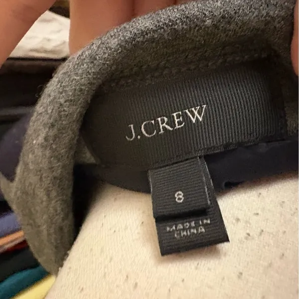 J CREW Contrast Knit Blazer Wool Blend Grey Black‎ Sleeves Size 8 - Image 5