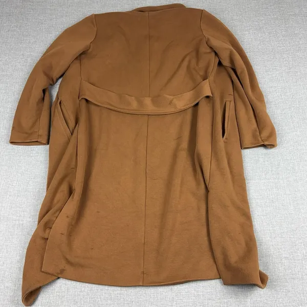 Spanx Coat Womens Small Brown Modal Blend Long Open Front Overcoat Lined Pockets - Image 11