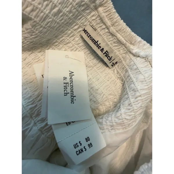 White Abercrombie Puff Sleeve Mini Dress Size Medium NWT - Image 6