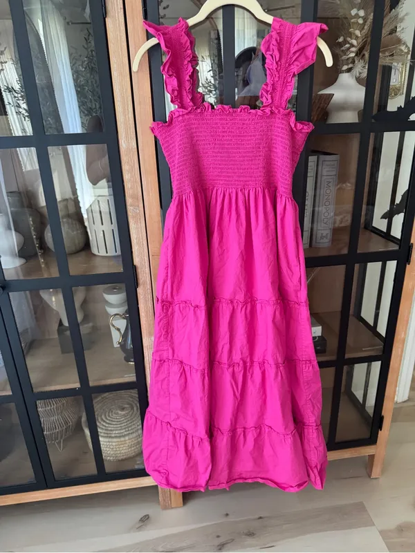 Hill House poppy Nap dress midi Ellie pockets tiered ruffle poplin cotton smock - Image 8