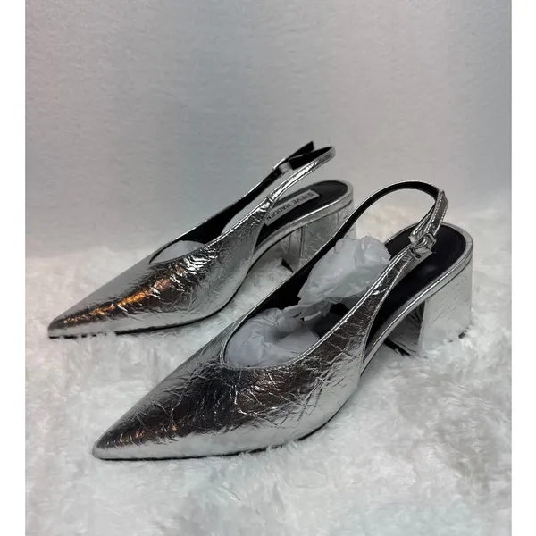 NWT Steve Madden Faryn Slingback Pumps silver size 6.5 - Image 8