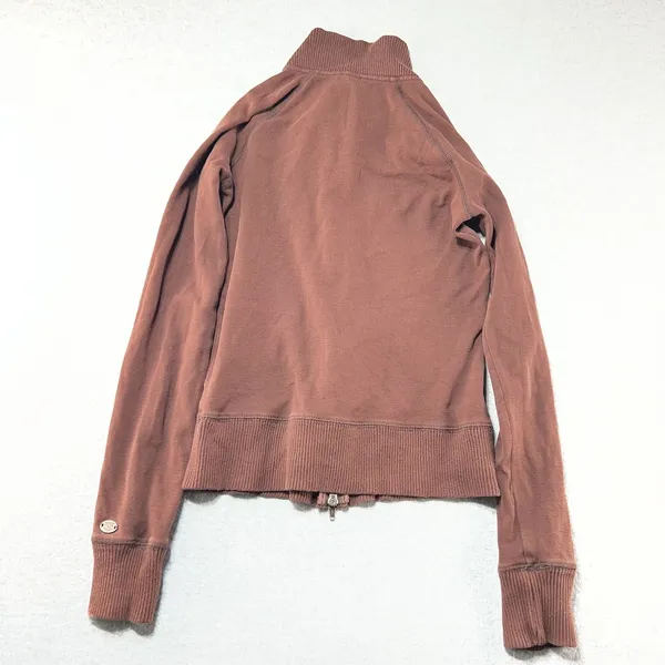 Abercrombie & Fitch Vintage Full-Zip Mock Neck Brown Sweatshirt - Image 3