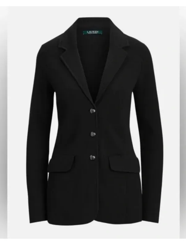 Lauren Ralph Lauren Sweater Blazer L Black Cotton Classic Preppy Office Academia - Image 2