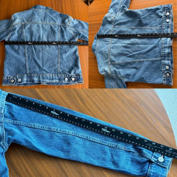 Old Navy Denim Jacket M Relaxed Classic Medium Wash Trucker Fall Layering Preppy - Image 7