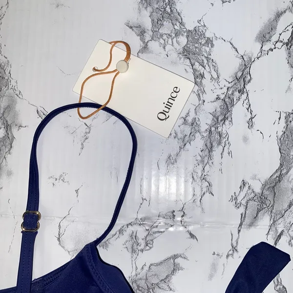 NWT Quince Deep Navy Blue Italian Demi Bikini Top Swim Suit Women's Size Small - Image 7
